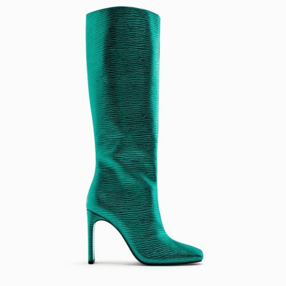 Zara Green Knee High Boots (BRAND NEW)